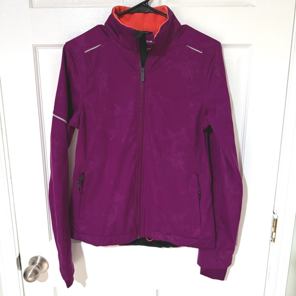 Brooks Shelter Technology Purple Floral Full Zip Running Jacket Womens Medium